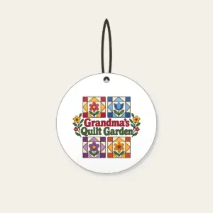 Grandma's Quilt Garden Ceramic Ornament in white