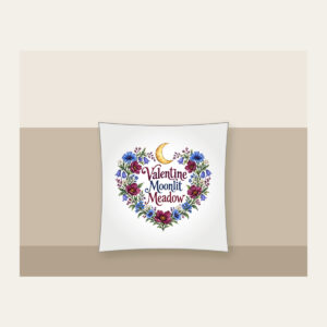 Valentine Moonlit Meadow Pillow in white