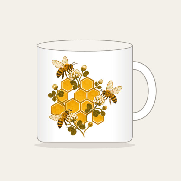 Product image Honeycomb Grid with Bees and Clover Mug