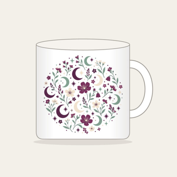 Product image Crescent Moons and Wildflowers in Plum Mug