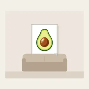Halved Avocado Study Fleece Blanket in white: An avocado cut open in leaf green, with a warm brown pit and a pale cream highlight.