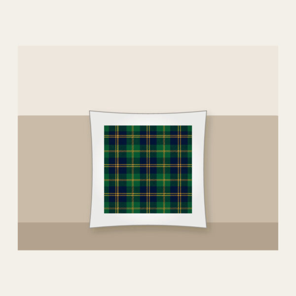 Product image Green and Navy Plaid with Gold Lines Pillow