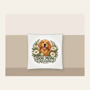 DOG MOM MEADOW Pillow in white