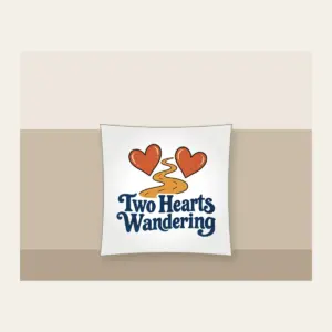 Two Hearts Wandering Pillow in white