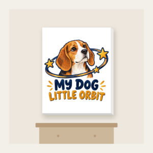 MY DOG LITTLE ORBIT Canvas Print in white