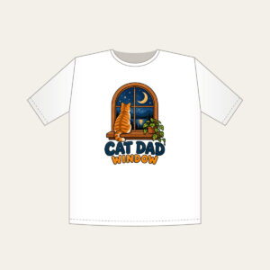 CAT DAD WINDOW T-Shirt in white
