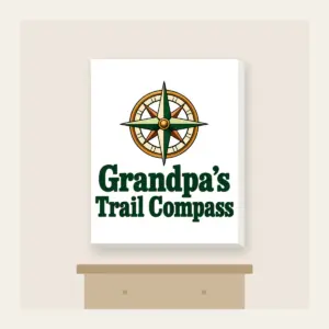 Grandpa's Trail Compass Canvas Print in white