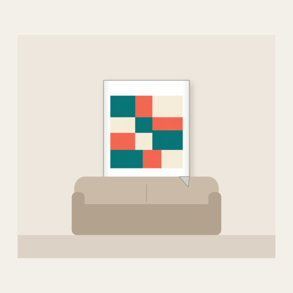 Product image Teal, Coral and Cream Color Blocks Fleece Blanket