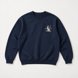 Mountain Hare Embroidered Sweatshirt with embroidered mountain hare in cream and grey with a tiny star, chest placement