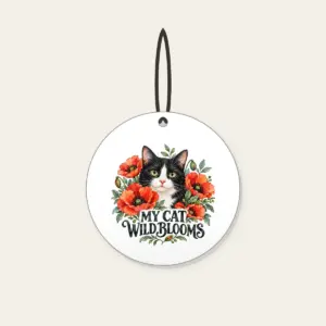 MY CAT WILD BLOOMS Ceramic Ornament in white