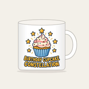 BIRTHDAY CUPCAKE CONSTELLATION Mug in white