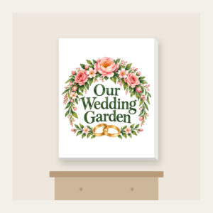 Our Wedding Garden Canvas Print in white