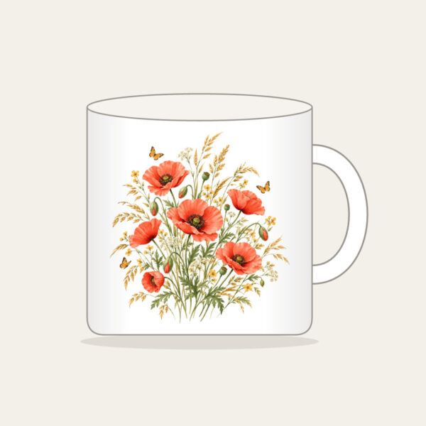 Product image Poppies, Grasses and Tiny Butterflies Mug