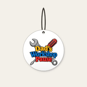 Dad's Workshop Pause Ceramic Ornament in white