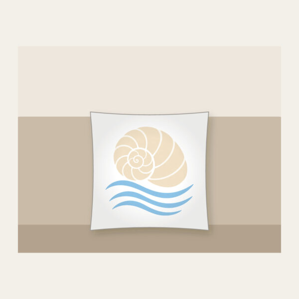 Product image Cream Spiral Shell Over Blue Currents Pillow