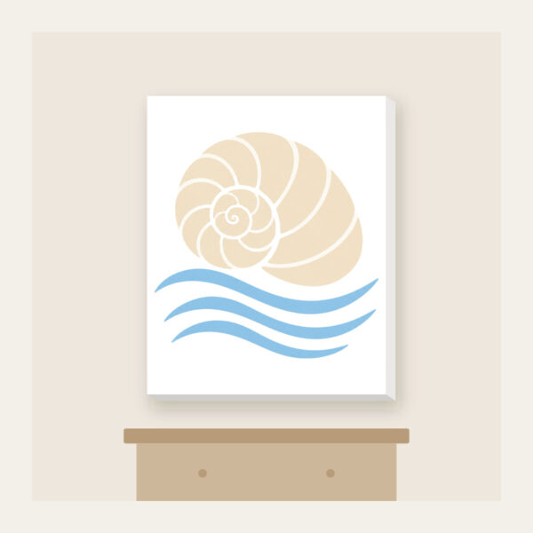 Product image Cream Spiral Shell Over Blue Currents Canvas Print