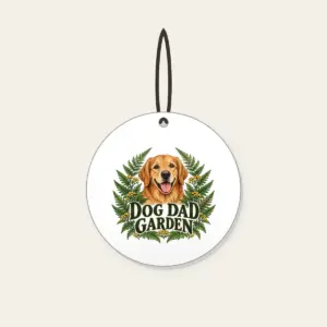 DOG DAD GARDEN Ceramic Ornament in white