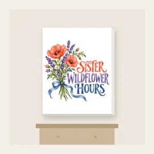 SISTER WILDFLOWER HOURS Canvas Print in white