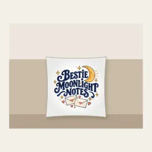 BESTIE MOONLIGHT NOTES Pillow in white