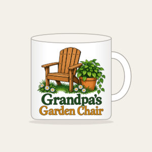 Grandpa's Garden Chair Mug in white
