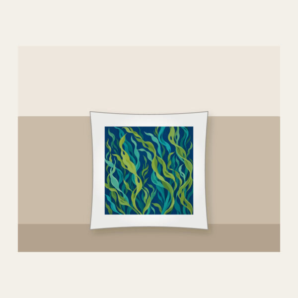 Product image Swaying Kelp Ribbons on Deep Blue Pillow