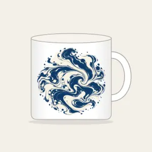 Indigo Marbling Like a Receding Tide Mug in white: Marbling in indigo and cream flows like a tide pulling back.