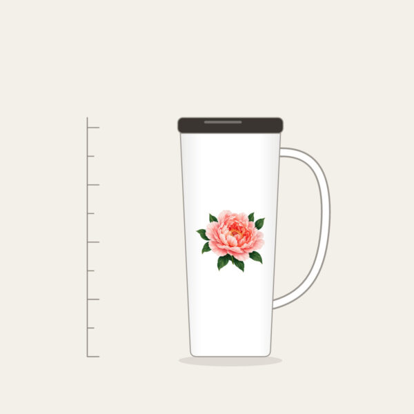 Product image Full-Blown Peony with Green Leaves Tumbler with Handle