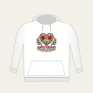 ANNIVERSARY STITCHED KEEPSAKE Hoodie in white