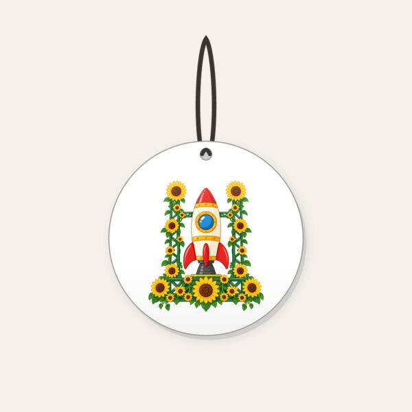 Product image Rocket on Sunflower Launch Pad Ceramic Ornament