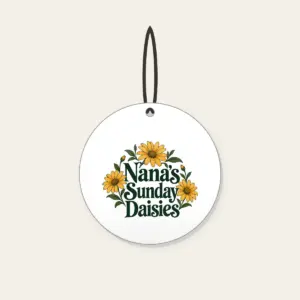 Nana's Sunday Daisies Ceramic Ornament in white