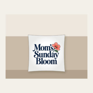 Mom's Sunday Bloom Pillow in white