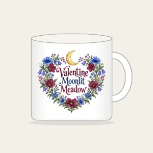 Valentine Moonlit Meadow Mug in white