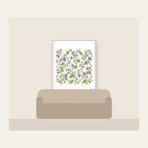 Sweet Peas Climbing a Lattice Fleece Blanket in white: Sweet peas climb an all-over lattice in lilac and green on cream.