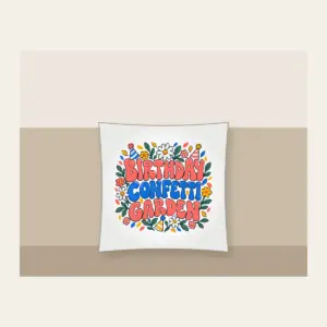 BIRTHDAY CONFETTI GARDEN Pillow in white
