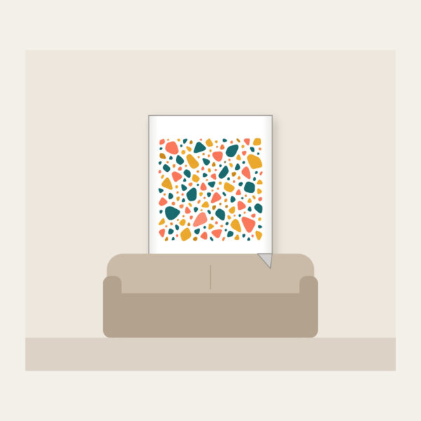Product image Coral, Teal and Mustard Terrazzo Pebbles Fleece Blanket