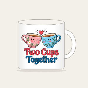 Two Cups Together Mug in white