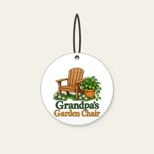 Grandpa's Garden Chair Ceramic Ornament in white