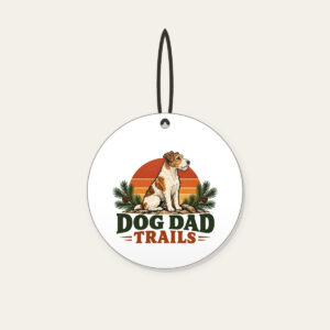 DOG DAD TRAILS Ceramic Ornament in white