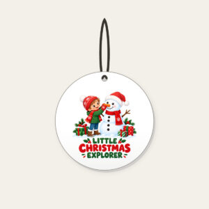 Little Christmas Explorer Ceramic Ornament in white