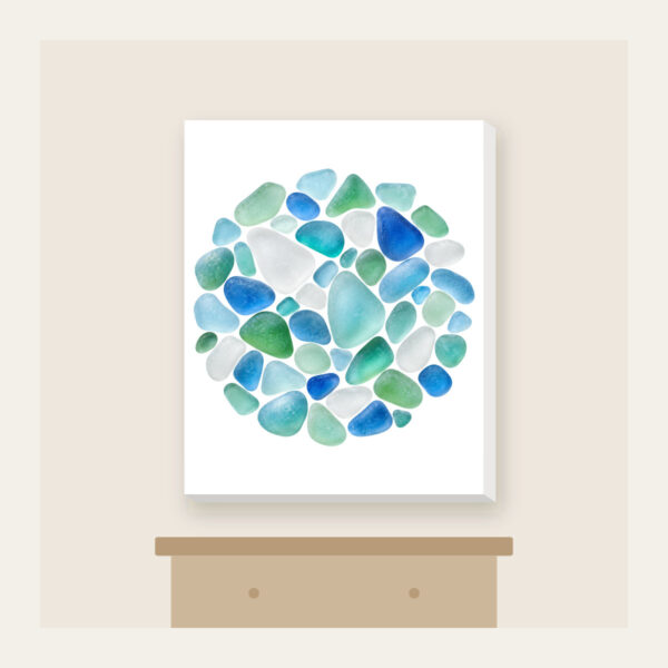 Product image Sea-Glass Pebbles in Blues and Greens Canvas Print