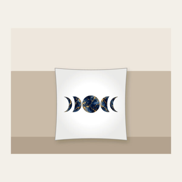 Product image Gold-Veined Navy Marble with Moon Phases Pillow