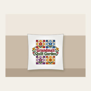 Grandma's Quilt Garden Pillow in white