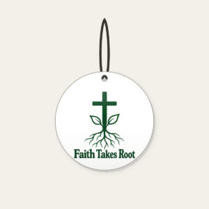 Faith Takes Root Ceramic Ornament in white