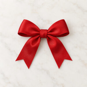 Single plain red ribbon bow accessory