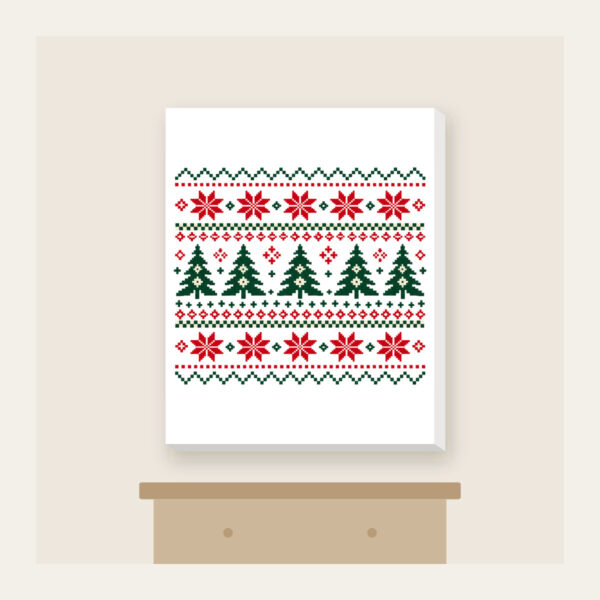 Product image Fair Isle Pines and Stars in Red Canvas Print