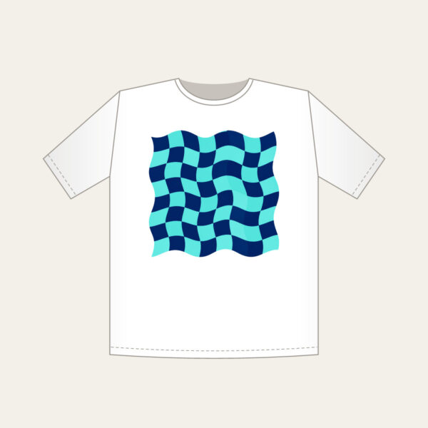 Product image Ripple Checkerboard in Navy and Aqua T-Shirt
