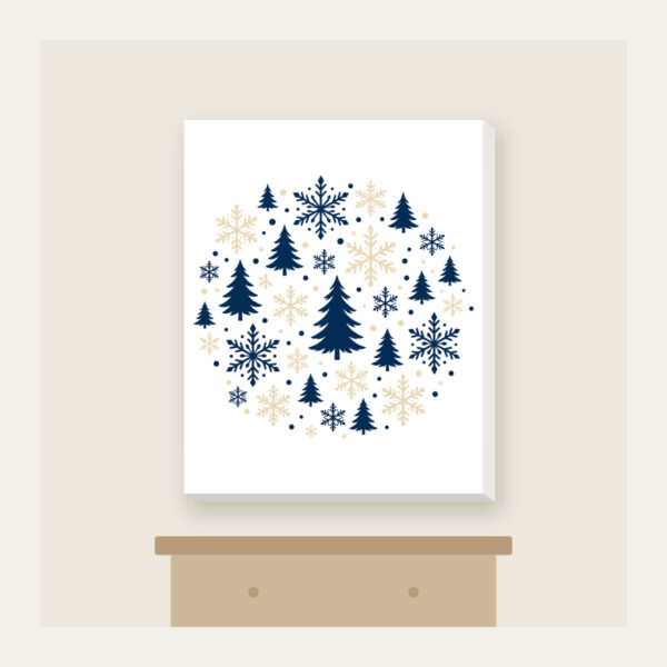 Product image Snowflakes and Pines in Navy and Cream Canvas Print