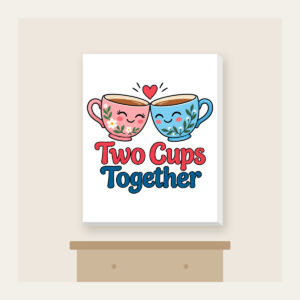 Two Cups Together Canvas Print in white