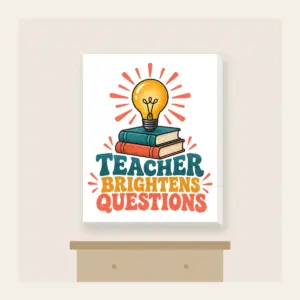 TEACHER BRIGHTENS QUESTIONS Canvas Print in white
