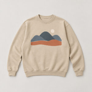 Quiet Hills Crewneck with an original slow landscapes illustration